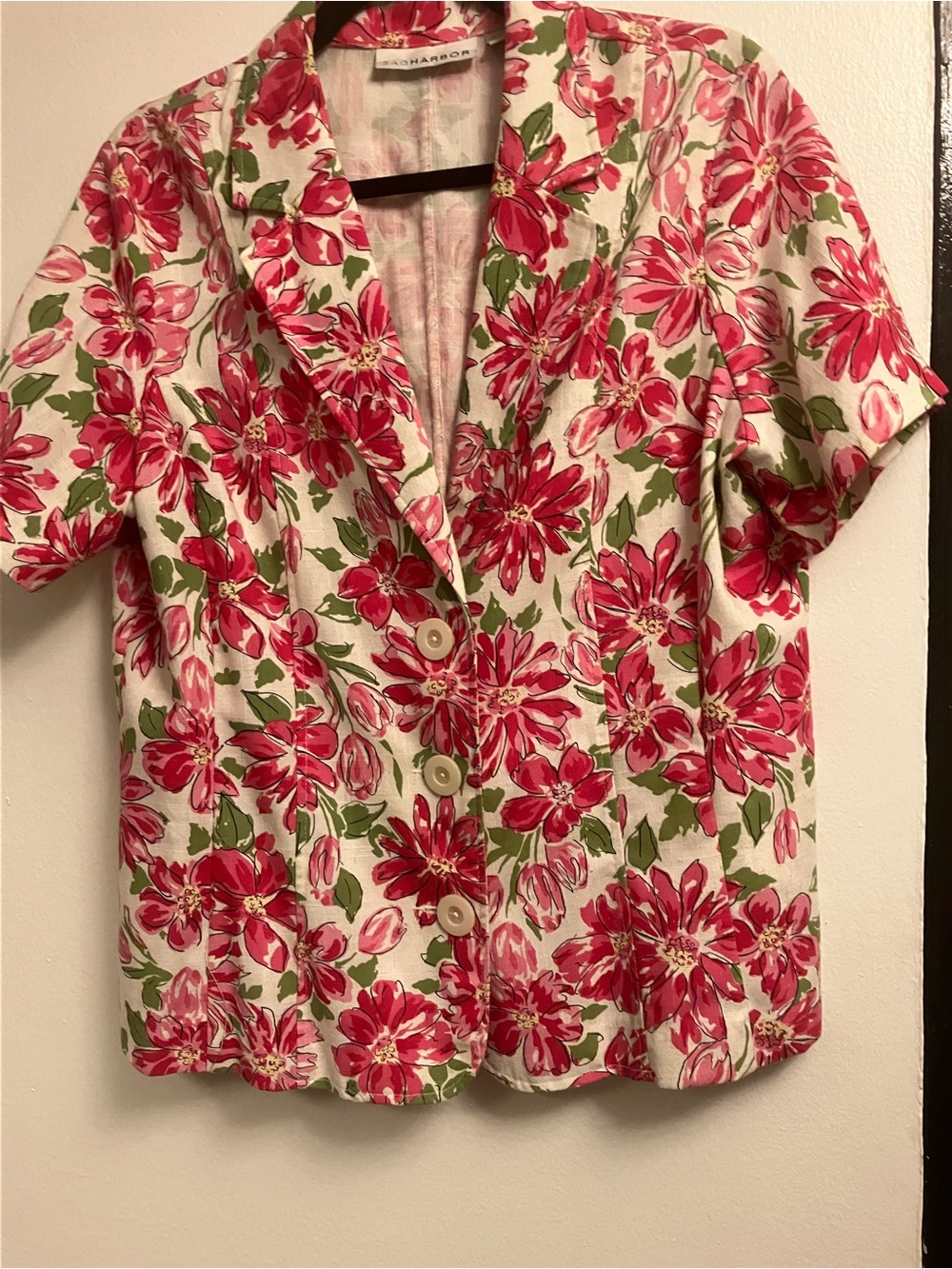 Sag Harbor Floral Short Sleeve Linen Blend Shacket 🌺🌺